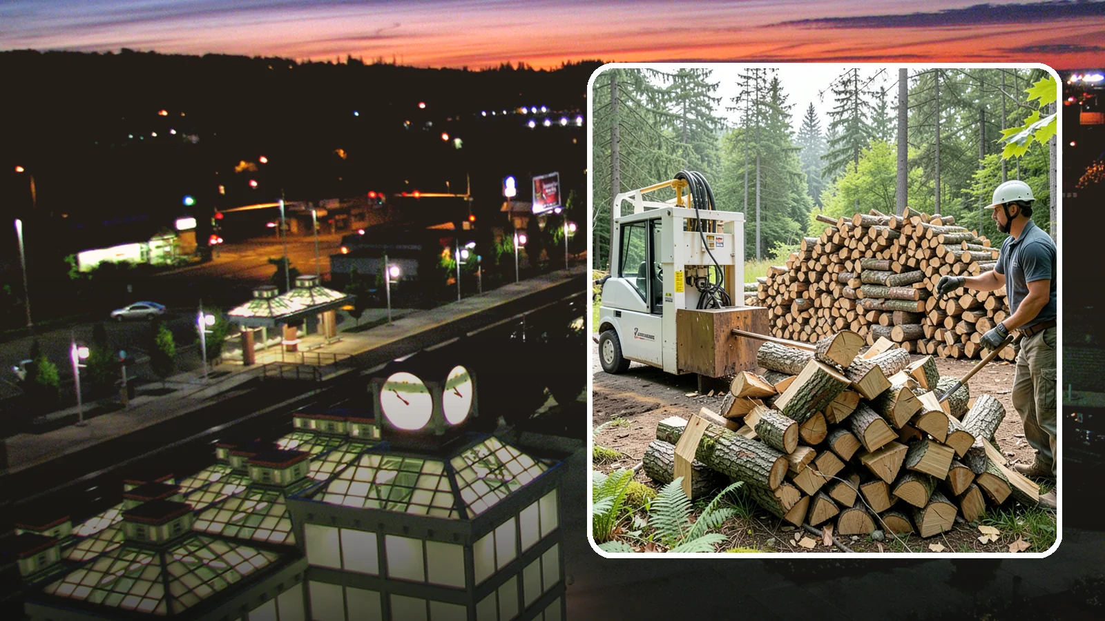 Hydraulic Log Splitting in Auburn, King County, WA - We use a hydraulic splitter to power through large, dense, or knotty rounds that resist hand splitting.