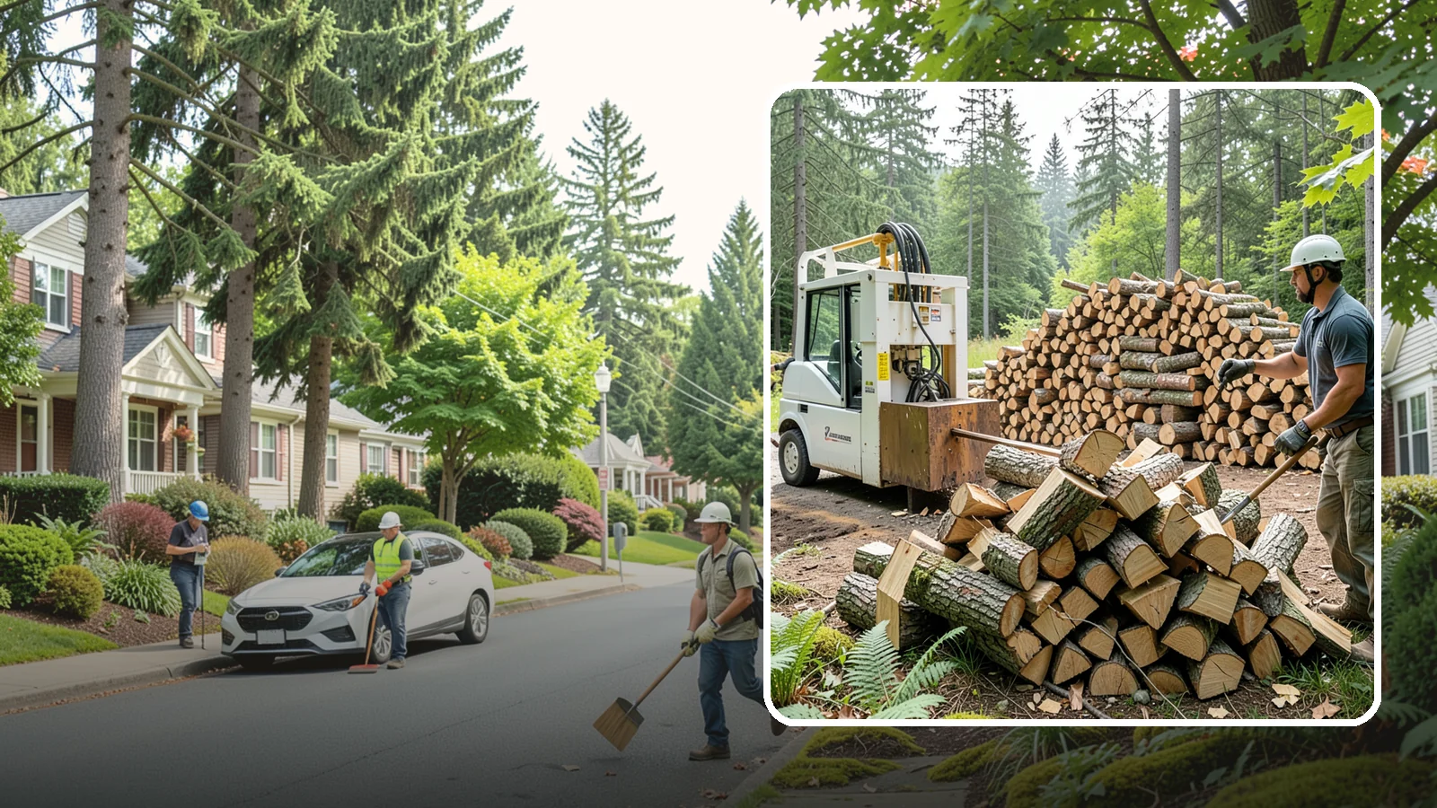 Hydraulic Log Splitting in Beaux Arts Village, King County, WA - We use a hydraulic splitter to power through large, dense, or knotty rounds that resist hand splitting.