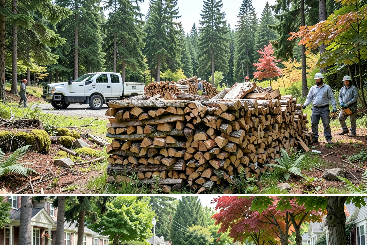 Hydraulic Log Splitting in Beaux Arts Village, King County, WA - Available year-round, with strong demand in fall and winter when large storm rounds need breaking down for the season.