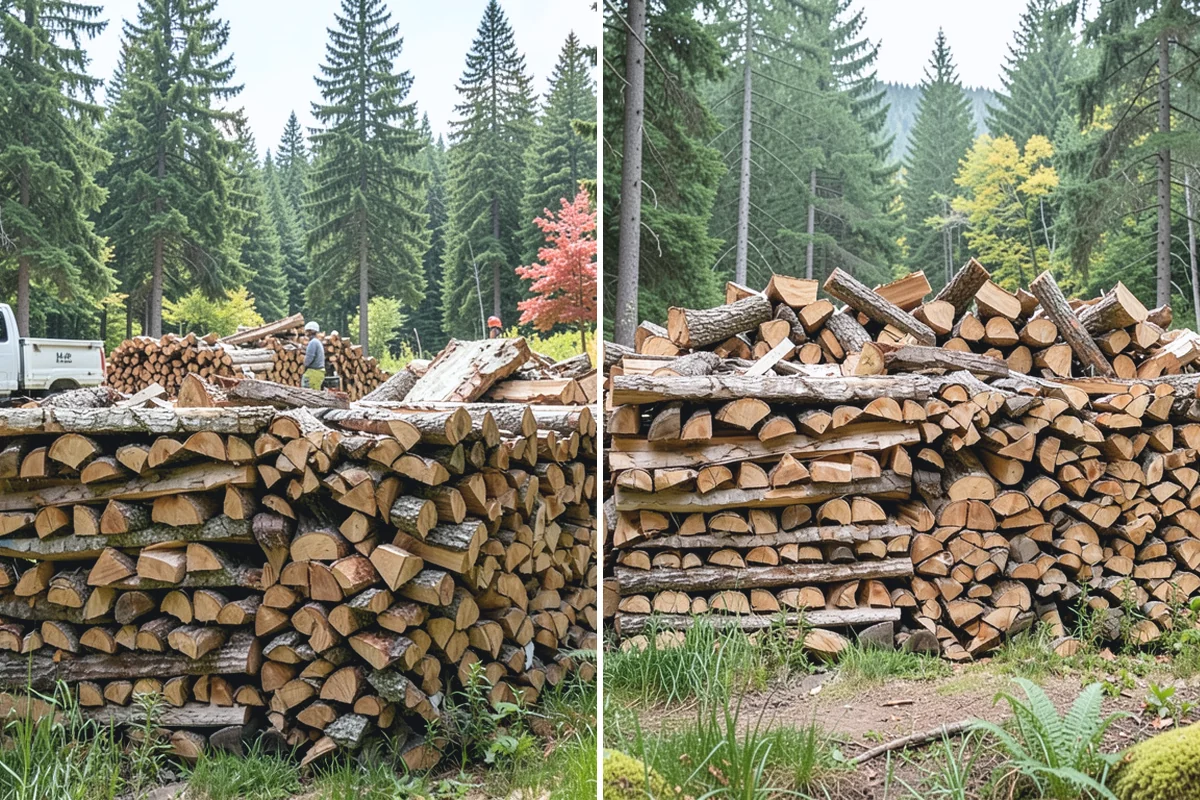 Hydraulic Log Splitting in Bonney Lake, Pierce County, WA - Inspect the rounds and confirm split dimensions