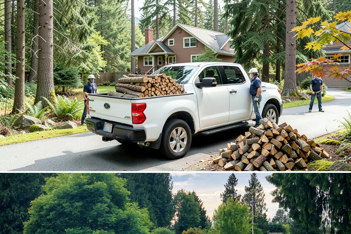 Hydraulic Log Splitting in Bonney Lake, Pierce County, WA - Available year-round, with strong demand in fall and winter when large storm rounds need breaking down for the season.