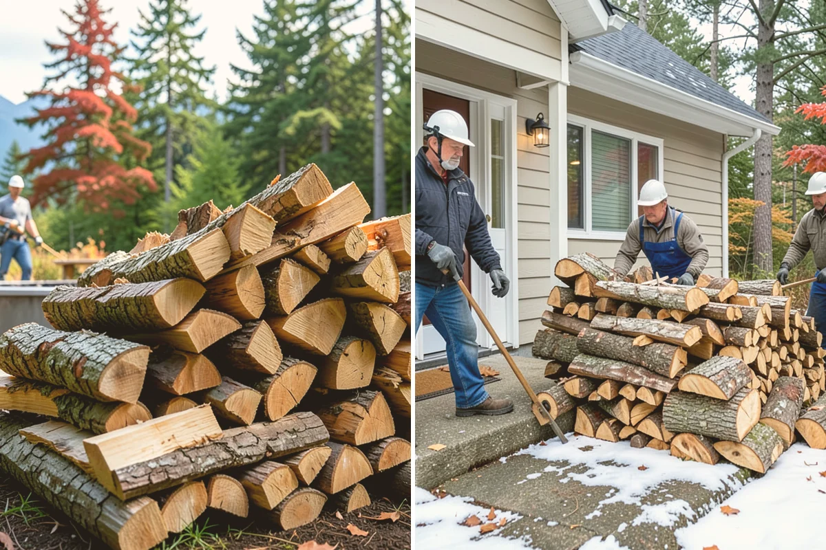 Hydraulic Log Splitting in Brier, Snohomish County, WA - Inspect the rounds and confirm split dimensions