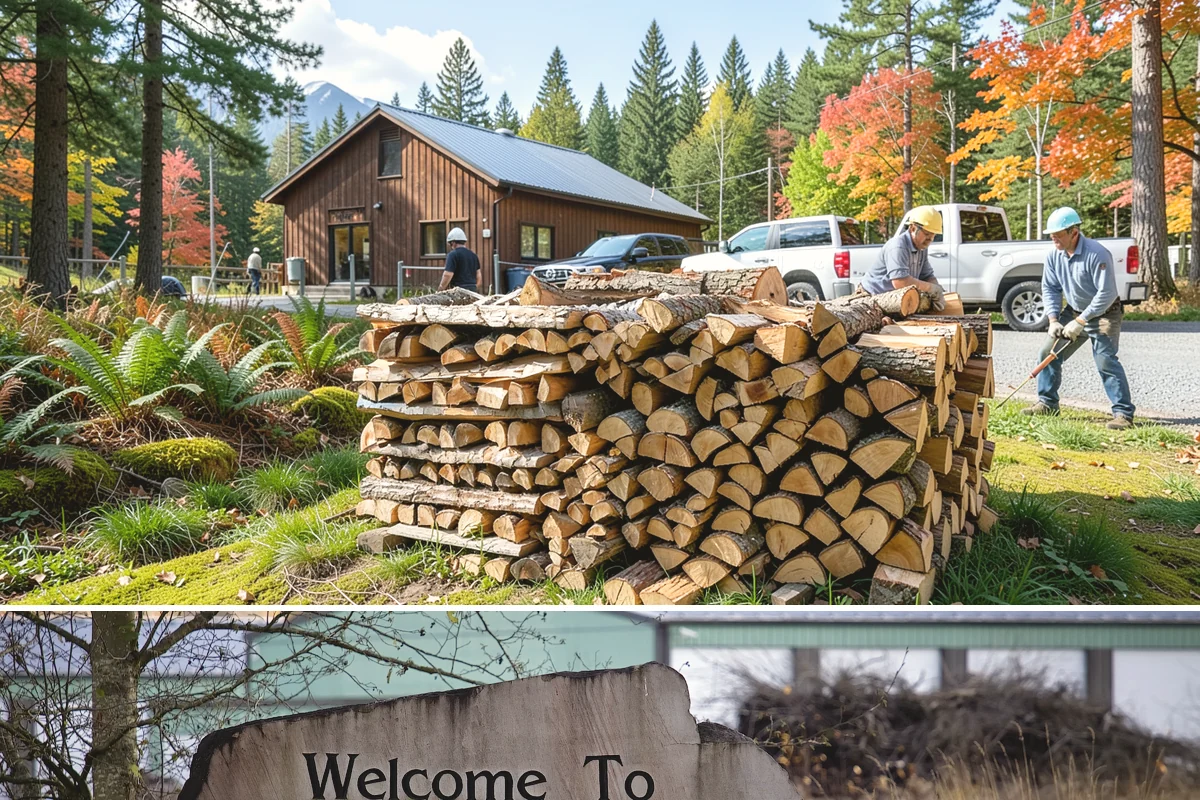 Hydraulic Log Splitting in Buckley, Pierce County, WA - Available year-round, with strong demand in fall and winter when large storm rounds need breaking down for the season.