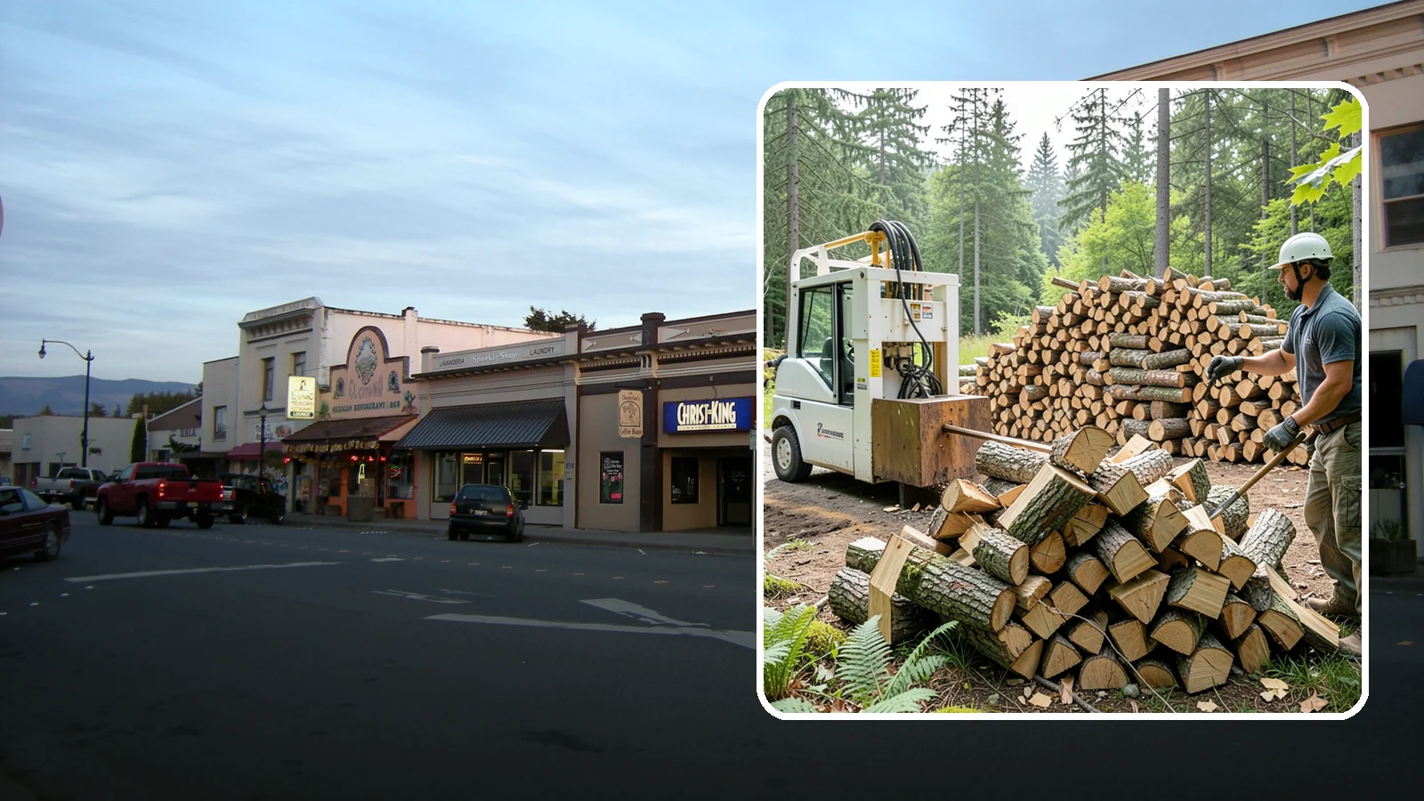 Hydraulic Log Splitting in Burlington, Skagit County, WA - We use a hydraulic splitter to power through large, dense, or knotty rounds that resist hand splitting.