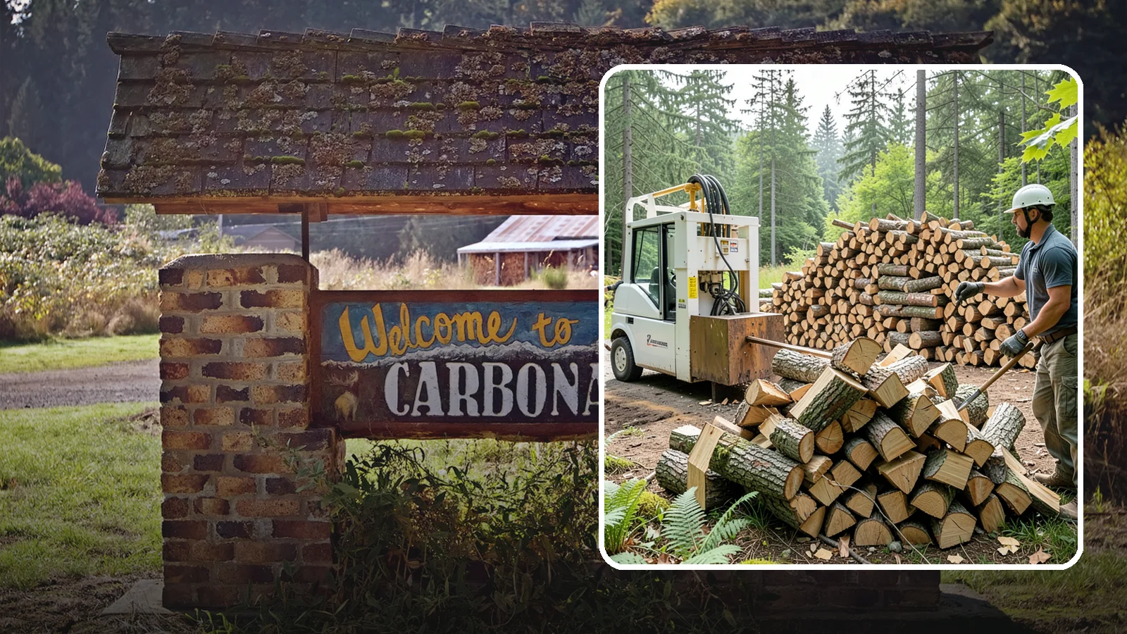 Hydraulic Log Splitting in Carbonado, Pierce County, WA - We use a hydraulic splitter to power through large, dense, or knotty rounds that resist hand splitting.