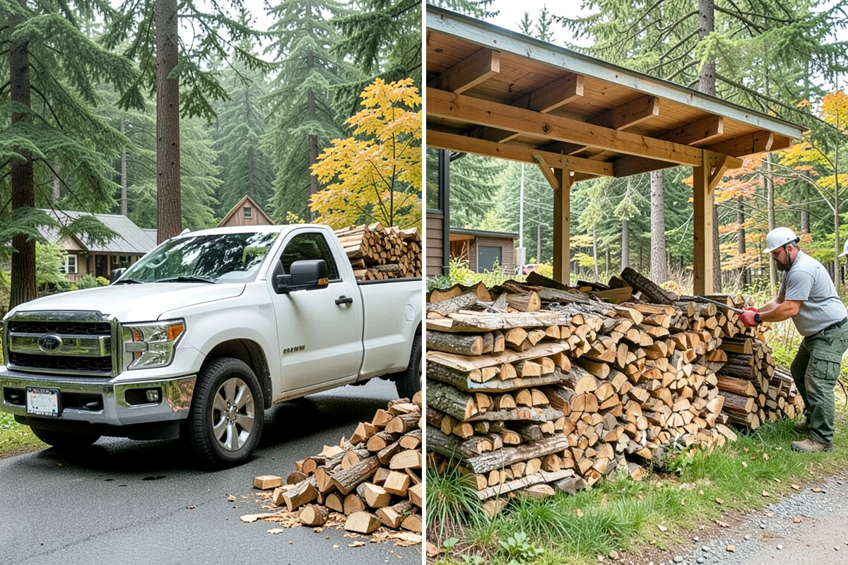 Hydraulic Log Splitting in Clyde Hill, King County, WA - Inspect the rounds and confirm split dimensions