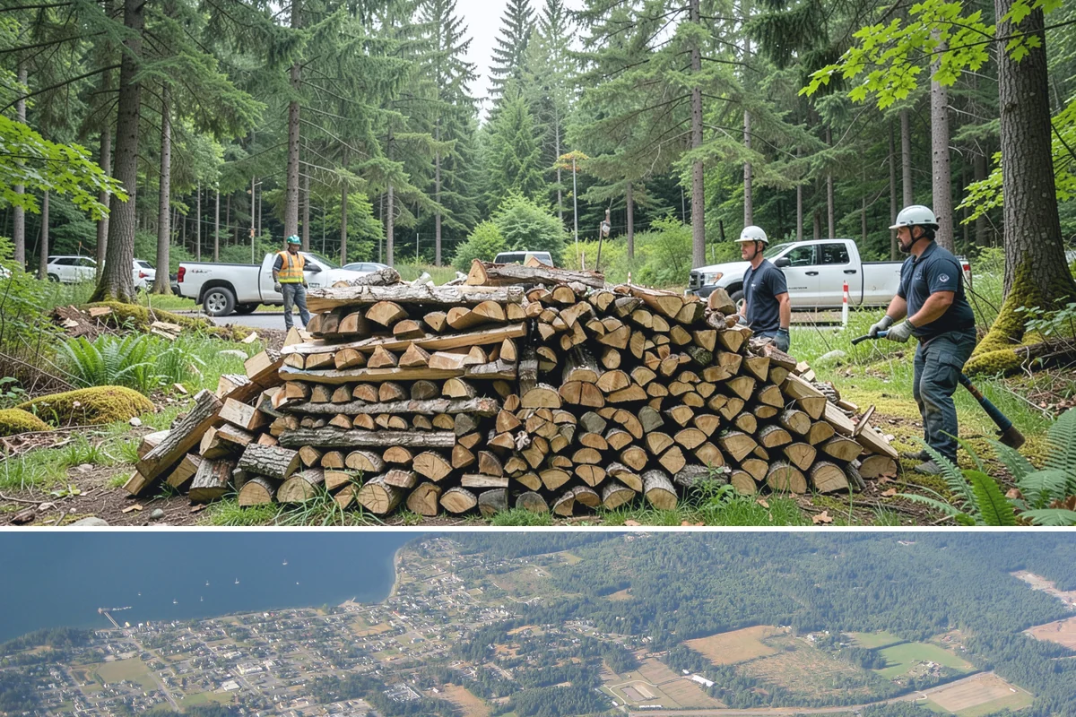 Hydraulic Log Splitting in Coupeville, Island County, WA - Available year-round, with strong demand in fall and winter when large storm rounds need breaking down for the season.