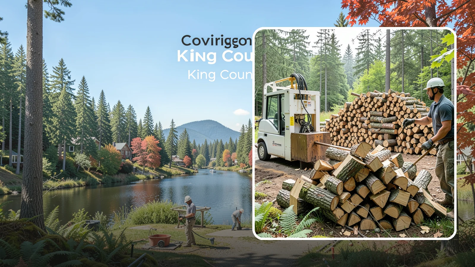 Hydraulic Log Splitting in Covington, King County, WA - We use a hydraulic splitter to power through large, dense, or knotty rounds that resist hand splitting.