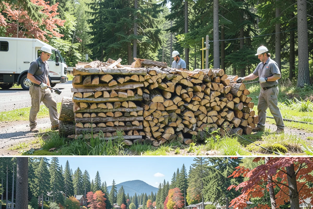 Hydraulic Log Splitting in Covington, King County, WA - Available year-round, with strong demand in fall and winter when large storm rounds need breaking down for the season.