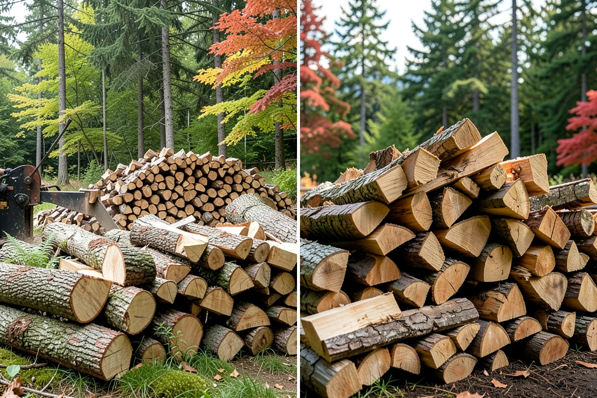 Hydraulic Log Splitting in DuPont, Pierce County, WA - Inspect the rounds and confirm split dimensions