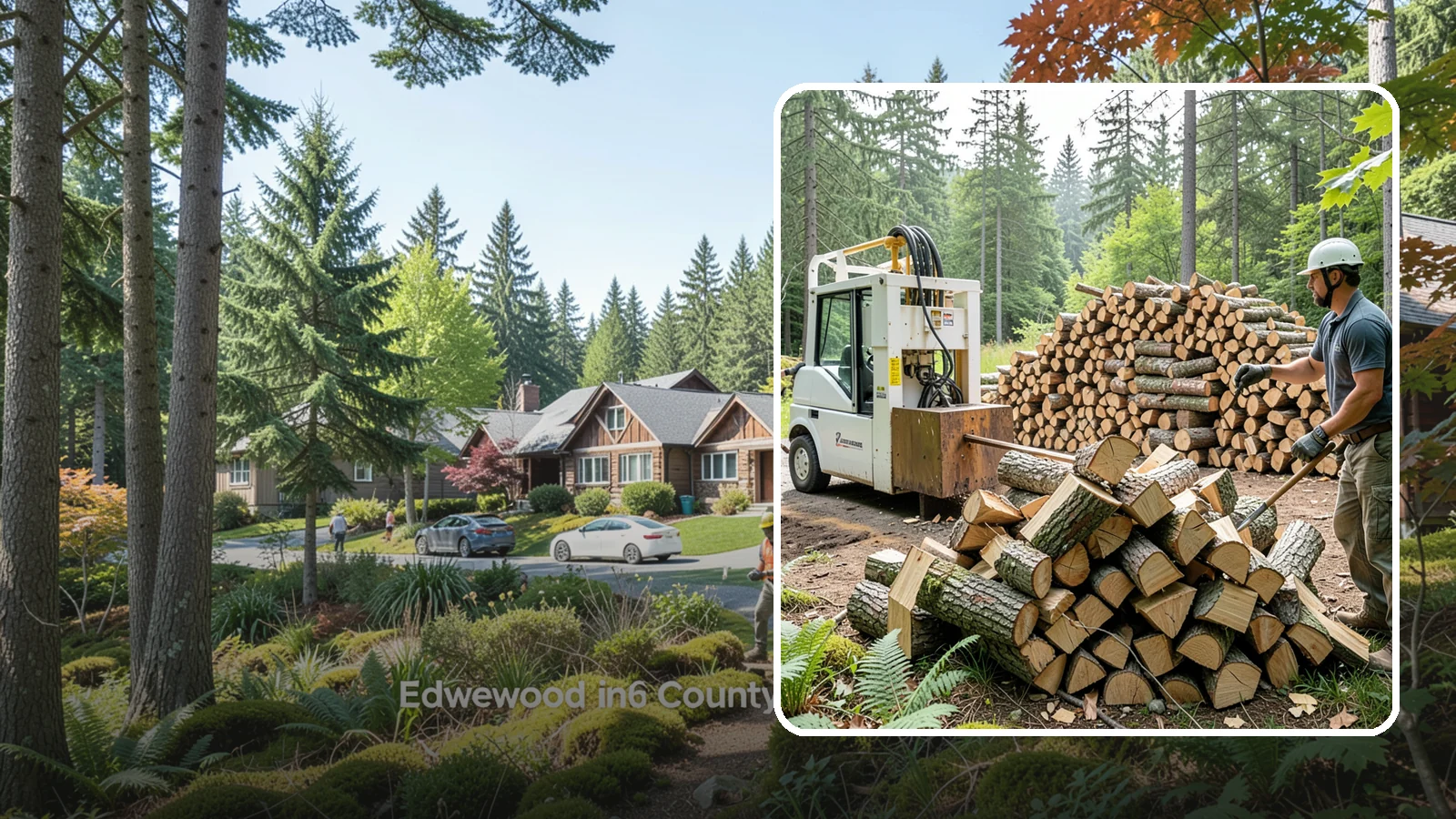 Hydraulic Log Splitting in Edgewood, WA - We use a hydraulic splitter to power through large, dense, or knotty rounds that resist hand splitting.