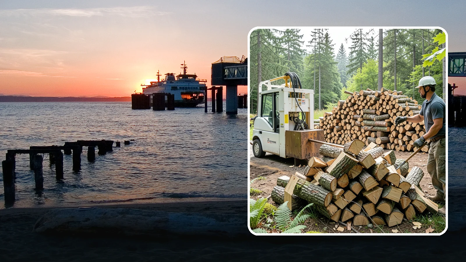 Hydraulic Log Splitting in Edmonds, Snohomish County, WA - We use a hydraulic splitter to power through large, dense, or knotty rounds that resist hand splitting.