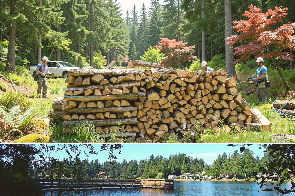 Hydraulic Log Splitting in Federal Way, King County, WA - Available year-round, with strong demand in fall and winter when large storm rounds need breaking down for the season.