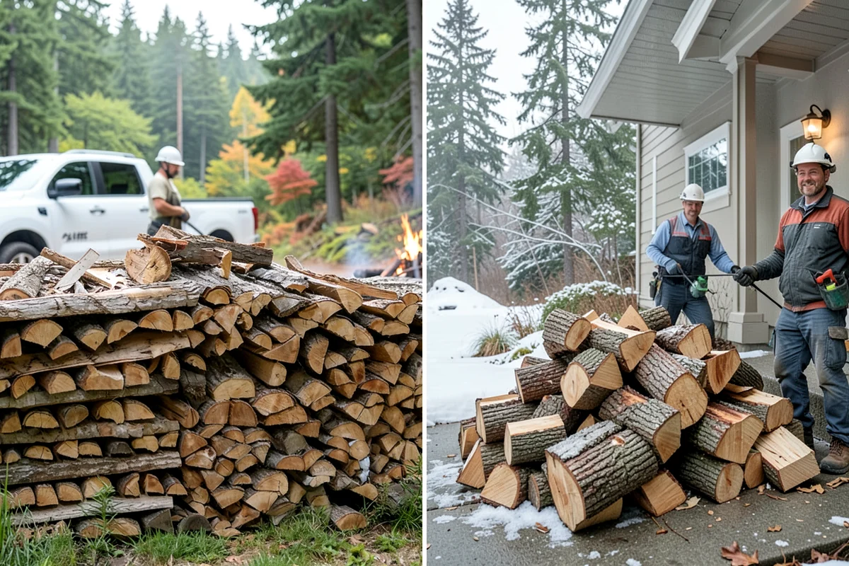 Hydraulic Log Splitting in Gig Harbor, Pierce County, WA - Inspect the rounds and confirm split dimensions