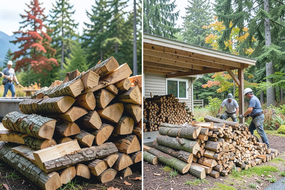 Hydraulic Log Splitting in Gold Bar, Snohomish County, WA - Inspect the rounds and confirm split dimensions