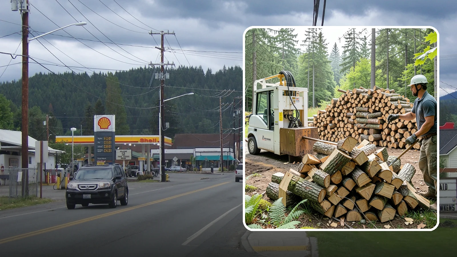Hydraulic Log Splitting in Granite Falls, Snohomish County, WA - We use a hydraulic splitter to power through large, dense, or knotty rounds that resist hand splitting.