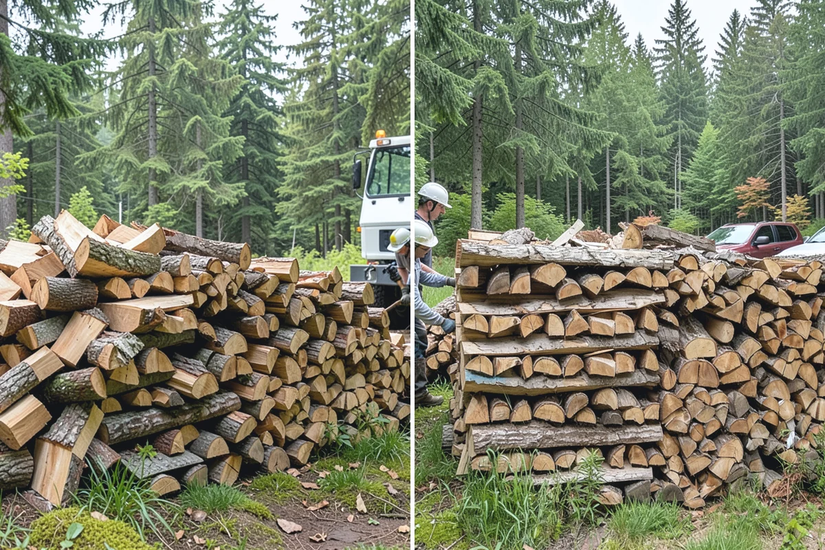 Hydraulic Log Splitting in Granite Falls, Snohomish County, WA - Inspect the rounds and confirm split dimensions