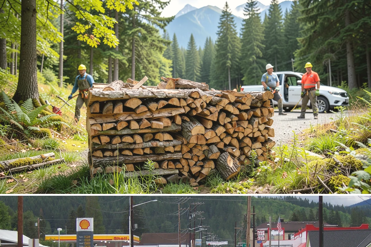 Hydraulic Log Splitting in Granite Falls, Snohomish County, WA - Available year-round, with strong demand in fall and winter when large storm rounds need breaking down for the season.