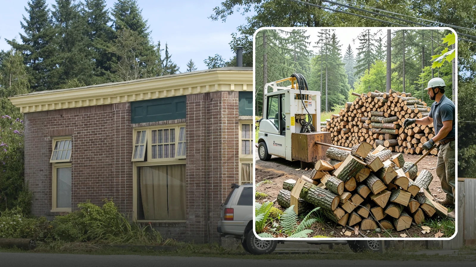 Hydraulic Log Splitting in Hamilton, Skagit County, WA - We use a hydraulic splitter to power through large, dense, or knotty rounds that resist hand splitting.