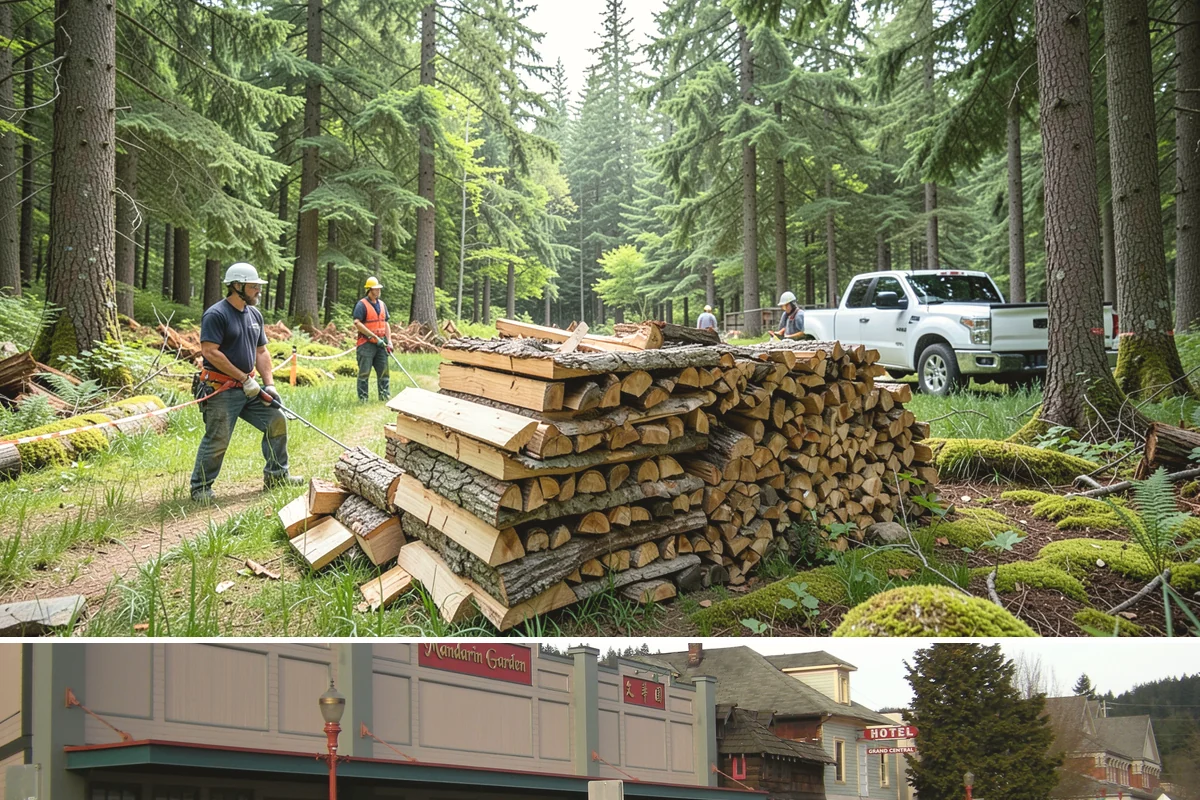 Hydraulic Log Splitting in Issaquah, King County, WA - Available year-round, with strong demand in fall and winter when large storm rounds need breaking down for the season.