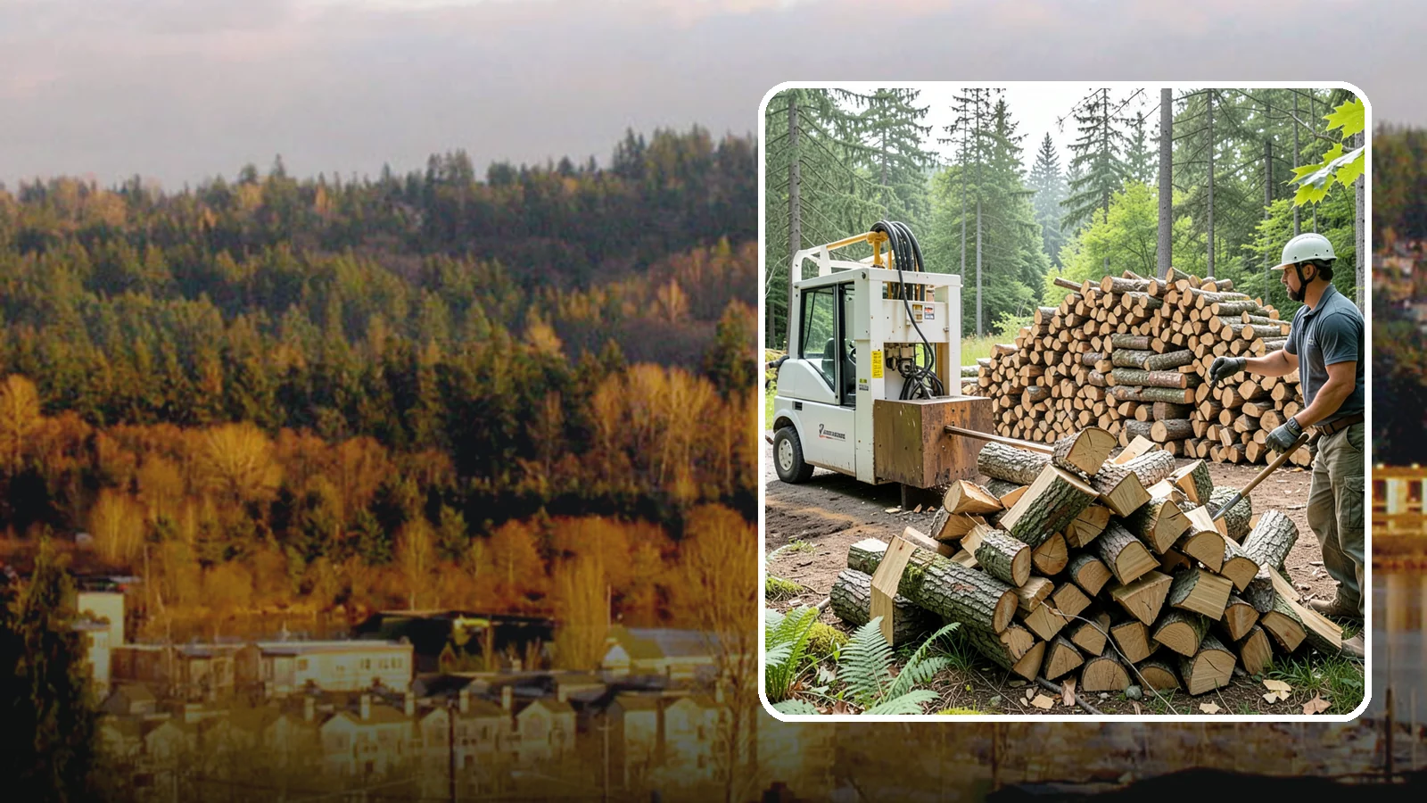 Hydraulic Log Splitting in Kenmore, King County, WA - We use a hydraulic splitter to power through large, dense, or knotty rounds that resist hand splitting.
