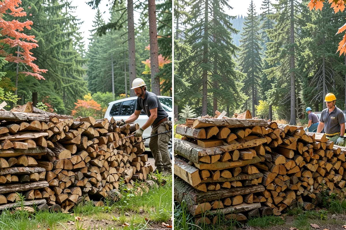 Hydraulic Log Splitting in Lake Forest Park, King County, WA - Inspect the rounds and confirm split dimensions