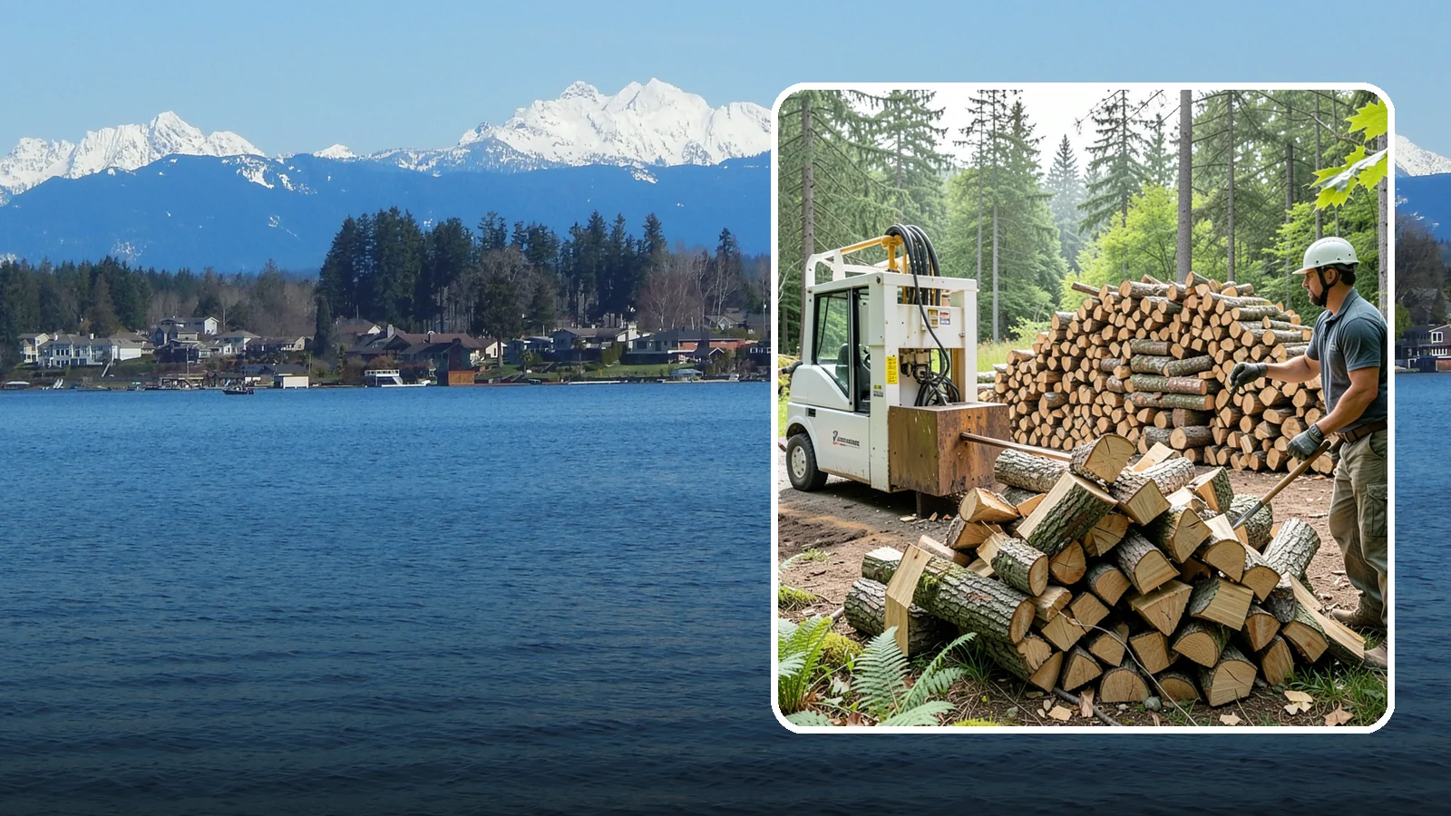 Hydraulic Log Splitting in Lake Stevens, Snohomish County, WA - We use a hydraulic splitter to power through large, dense, or knotty rounds that resist hand splitting.
