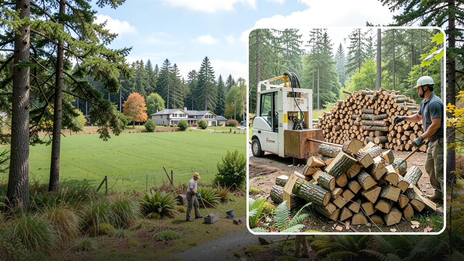 Hydraulic Log Splitting in Lyman, Skagit County, WA - We use a hydraulic splitter to power through large, dense, or knotty rounds that resist hand splitting.