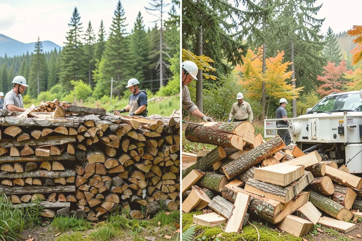 Hydraulic Log Splitting in Lynnwood, Snohomish County, WA - Inspect the rounds and confirm split dimensions