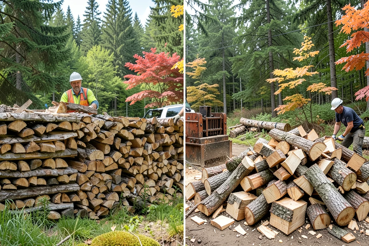 Hydraulic Log Splitting in Maple Valley, King County, WA - Inspect the rounds and confirm split dimensions