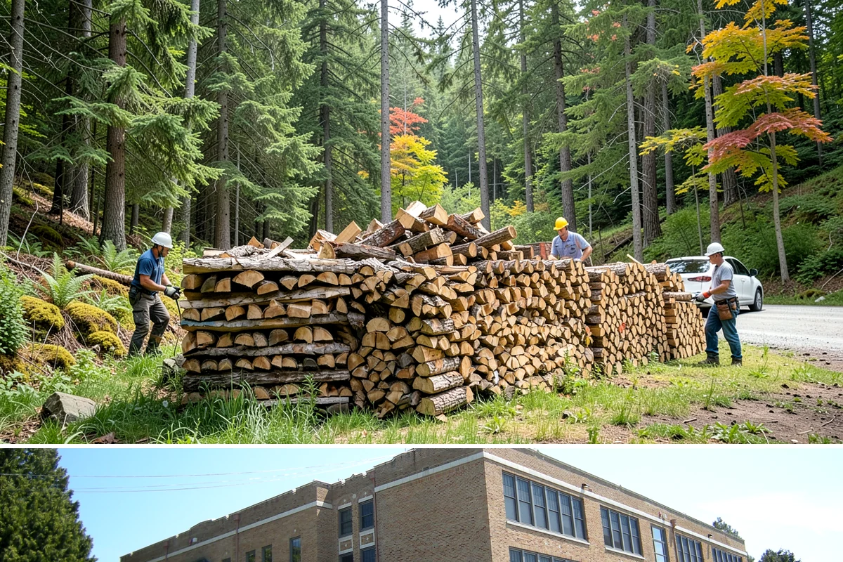 Hydraulic Log Splitting in Maple Valley, King County, WA - Available year-round, with strong demand in fall and winter when large storm rounds need breaking down for the season.