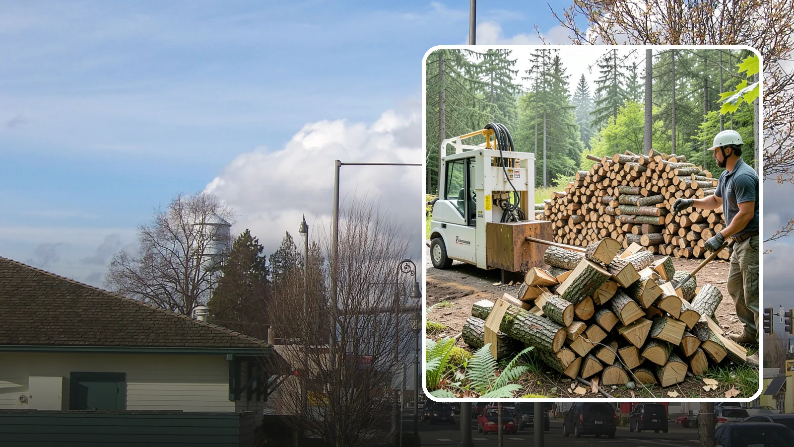 Hydraulic Log Splitting in Marysville, Snohomish County, WA - We use a hydraulic splitter to power through large, dense, or knotty rounds that resist hand splitting.