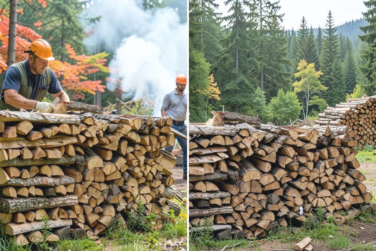Hydraulic Log Splitting in Marysville, Snohomish County, WA - Inspect the rounds and confirm split dimensions