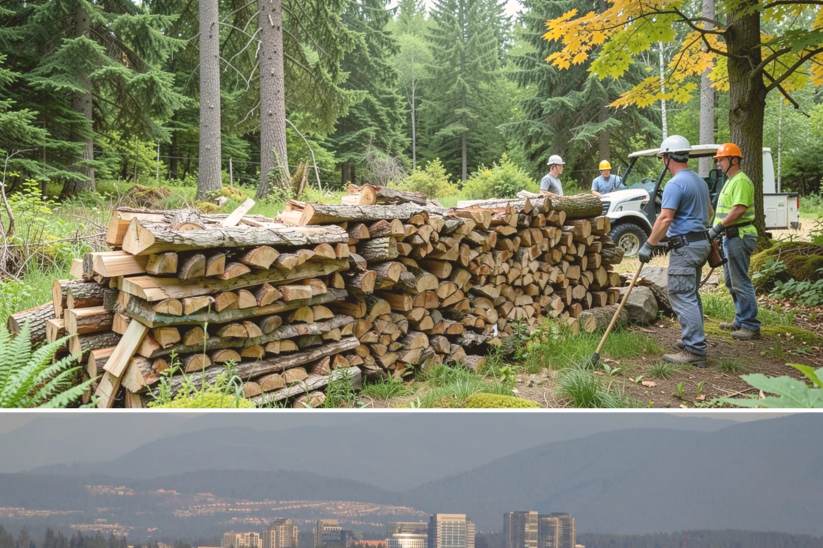 Hydraulic Log Splitting in Medina, King County, WA - Available year-round, with strong demand in fall and winter when large storm rounds need breaking down for the season.