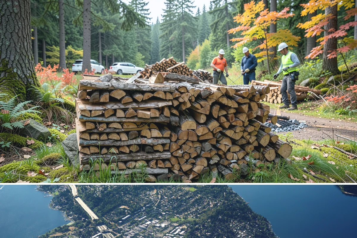 Hydraulic Log Splitting in Mercer Island, King County, WA - Available year-round, with strong demand in fall and winter when large storm rounds need breaking down for the season.