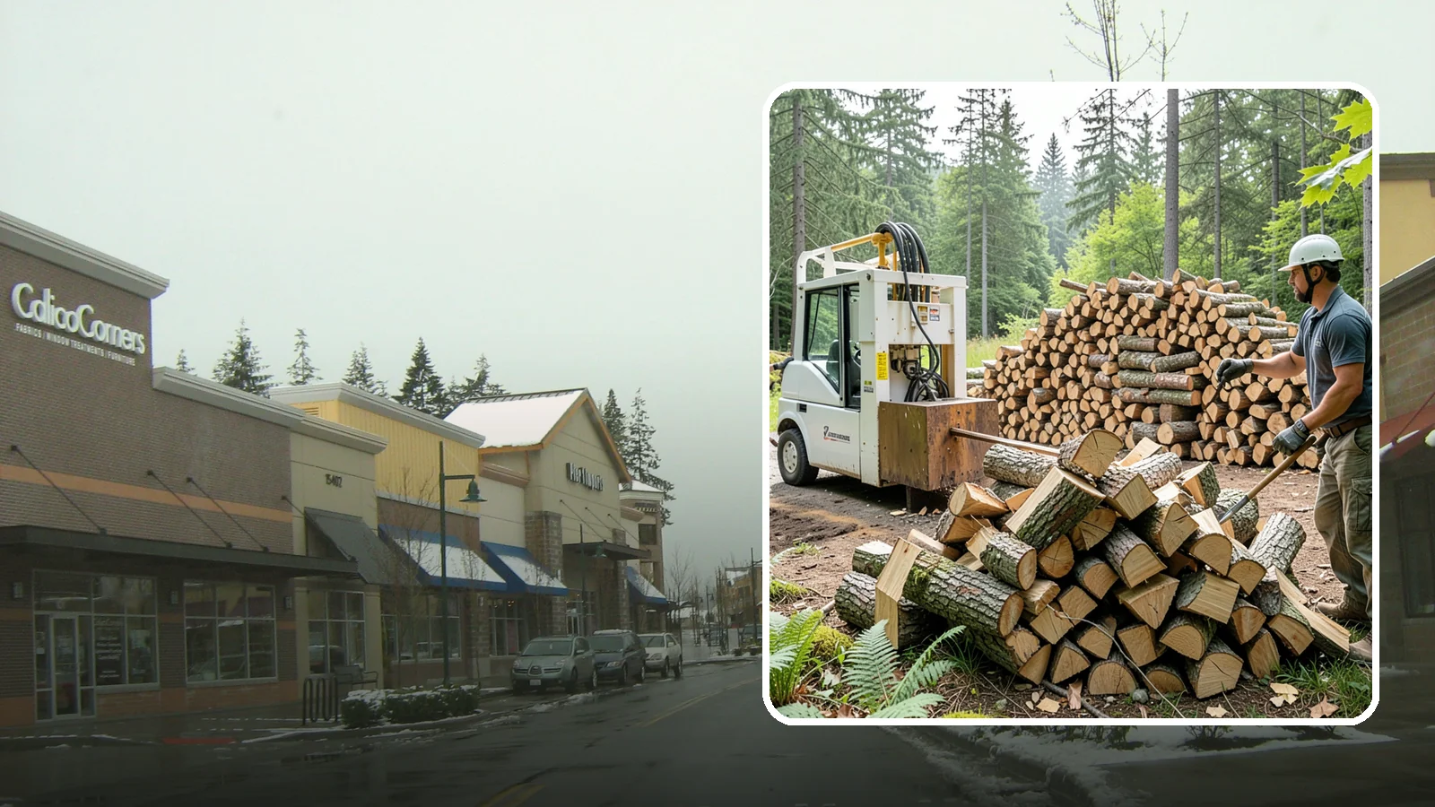 Hydraulic Log Splitting in Mill Creek, Snohomish County, WA - We use a hydraulic splitter to power through large, dense, or knotty rounds that resist hand splitting.
