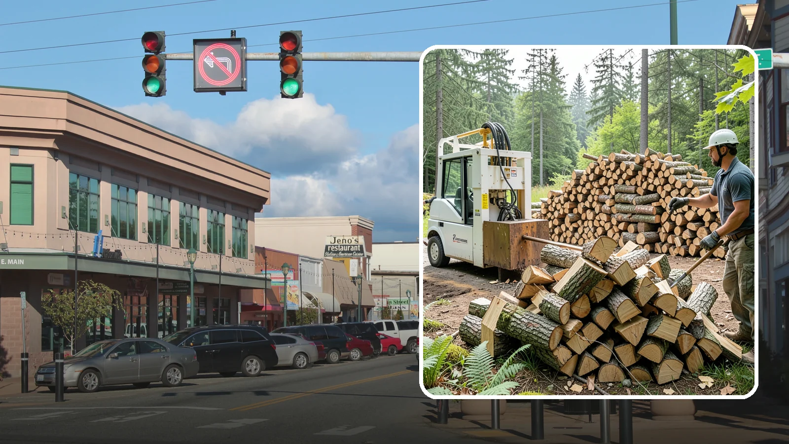 Hydraulic Log Splitting in Monroe, Snohomish County, WA - We use a hydraulic splitter to power through large, dense, or knotty rounds that resist hand splitting.