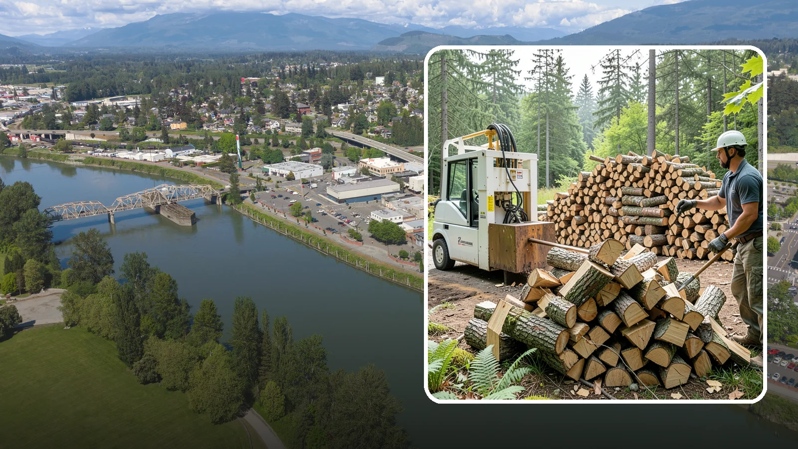Hydraulic Log Splitting in Mount Vernon, WA - We use a hydraulic splitter to power through large, dense, or knotty rounds that resist hand splitting.
