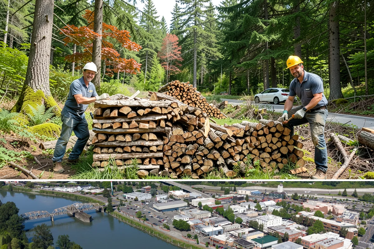 Hydraulic Log Splitting in Mount Vernon, WA - Available year-round, with strong demand in fall and winter when large storm rounds need breaking down for the season.