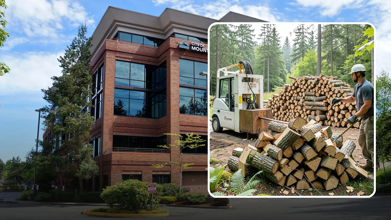 Hydraulic Log Splitting in Mountlake Terrace, Snohomish County, WA - We use a hydraulic splitter to power through large, dense, or knotty rounds that resist hand splitting.