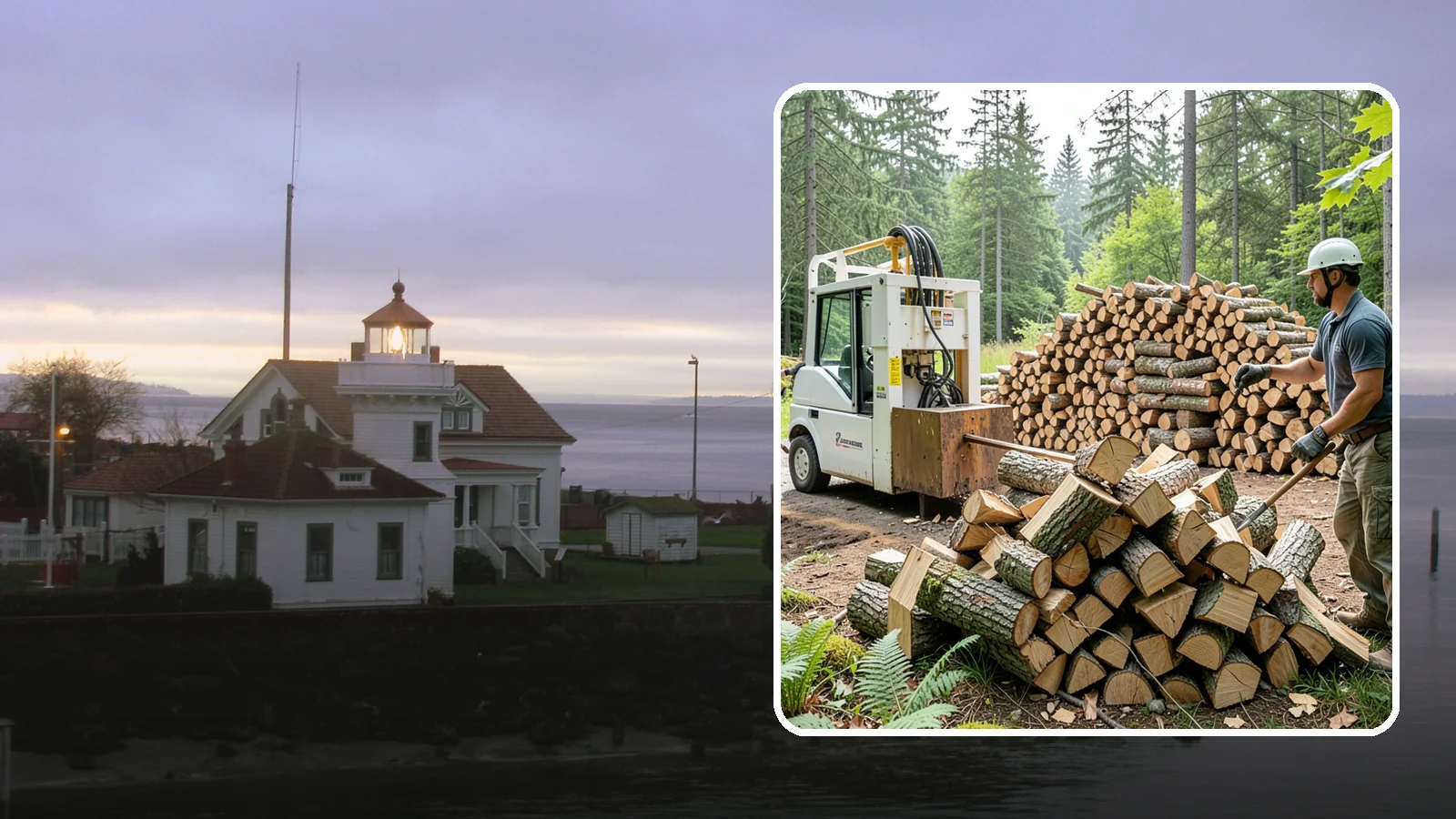 Hydraulic Log Splitting in Mukilteo, Snohomish County, WA - We use a hydraulic splitter to power through large, dense, or knotty rounds that resist hand splitting.