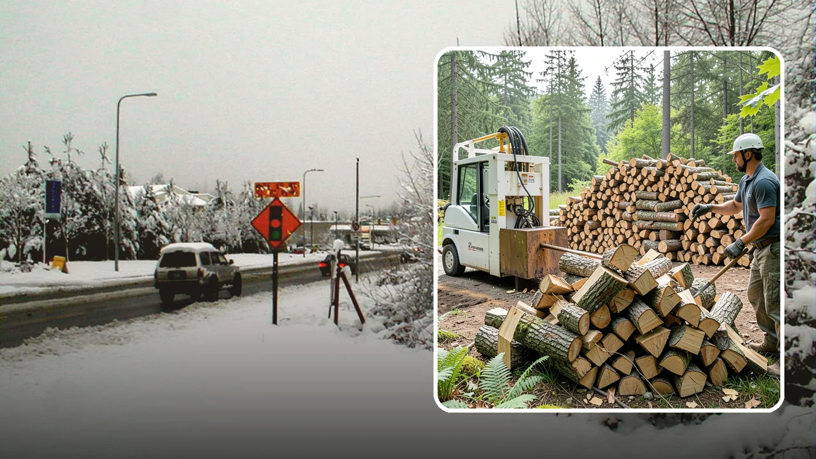 Hydraulic Log Splitting in Newcastle, King County, WA - We use a hydraulic splitter to power through large, dense, or knotty rounds that resist hand splitting.