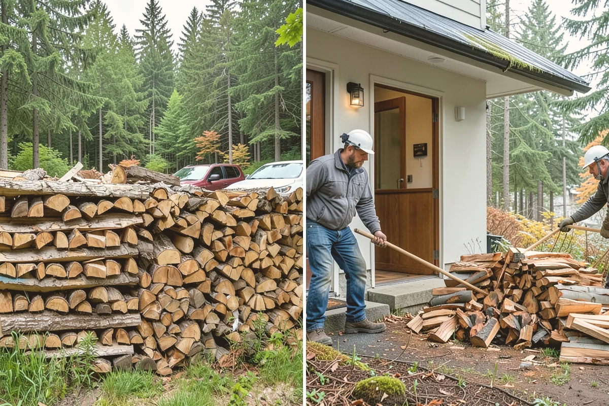 Hydraulic Log Splitting in Newcastle, King County, WA - Inspect the rounds and confirm split dimensions