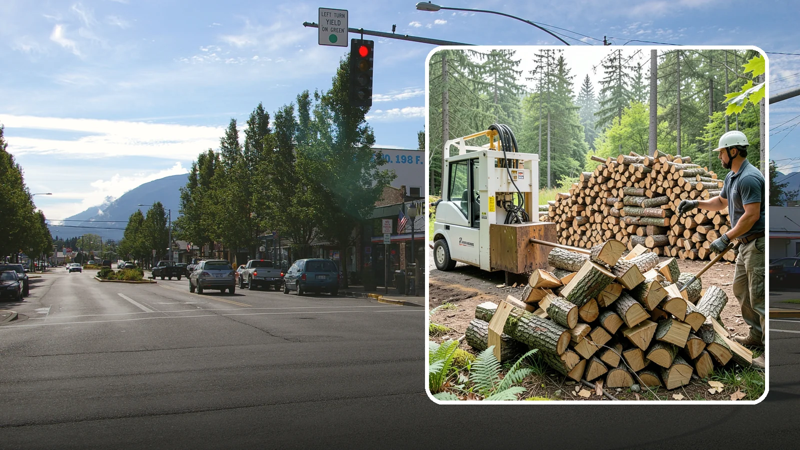 Hydraulic Log Splitting in North Bend, King County, WA - We use a hydraulic splitter to power through large, dense, or knotty rounds that resist hand splitting.