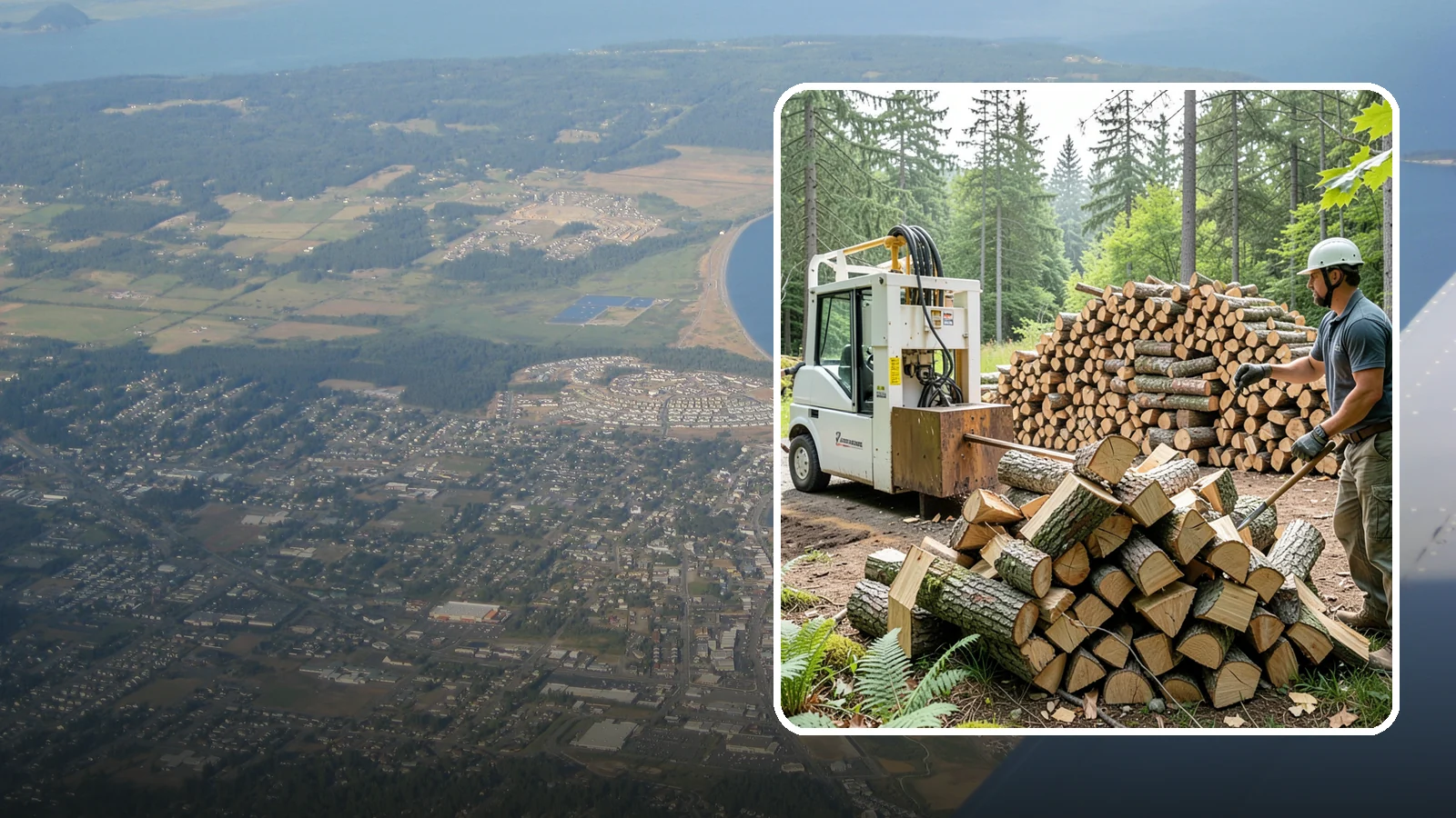 Hydraulic Log Splitting in Oak Harbor, Island County, WA - We use a hydraulic splitter to power through large, dense, or knotty rounds that resist hand splitting.