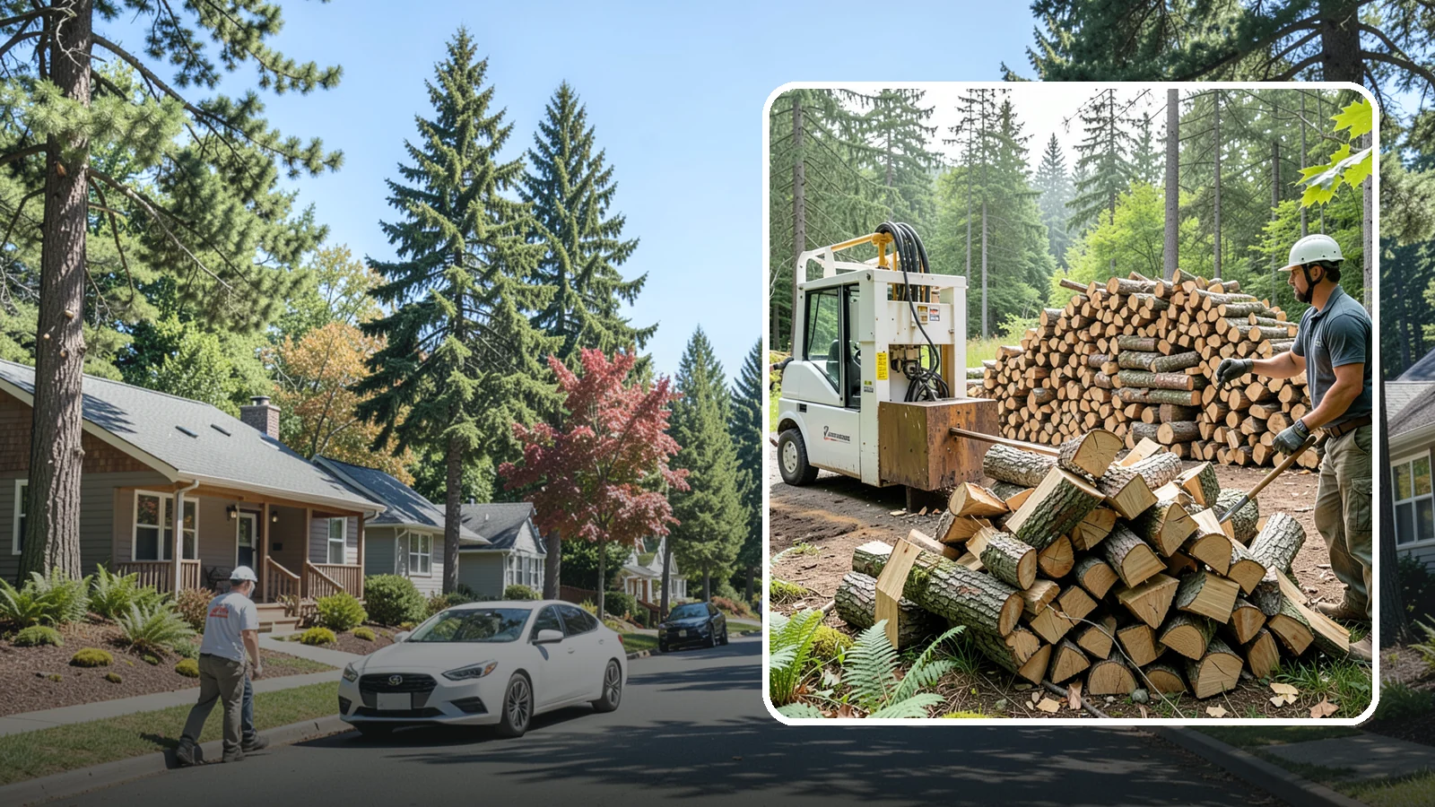Hydraulic Log Splitting in Orting, Pierce County, WA - We use a hydraulic splitter to power through large, dense, or knotty rounds that resist hand splitting.