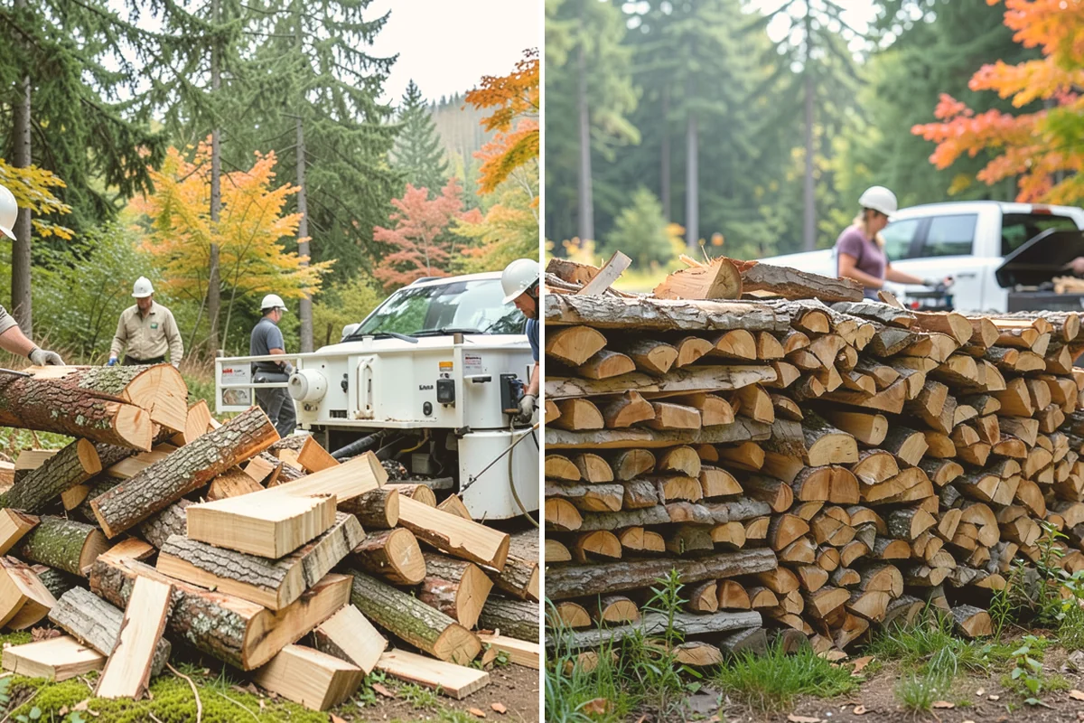 Hydraulic Log Splitting in Orting, Pierce County, WA - Inspect the rounds and confirm split dimensions