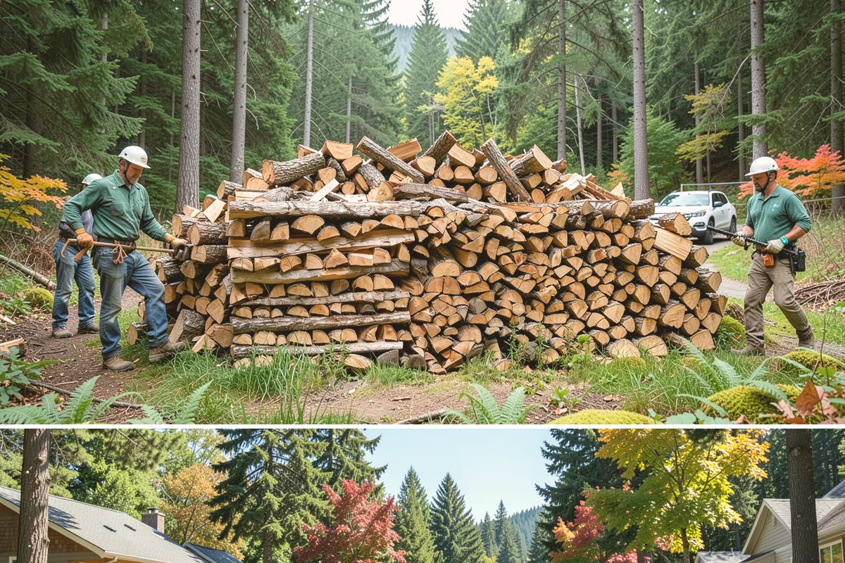 Hydraulic Log Splitting in Orting, Pierce County, WA - Available year-round, with strong demand in fall and winter when large storm rounds need breaking down for the season.