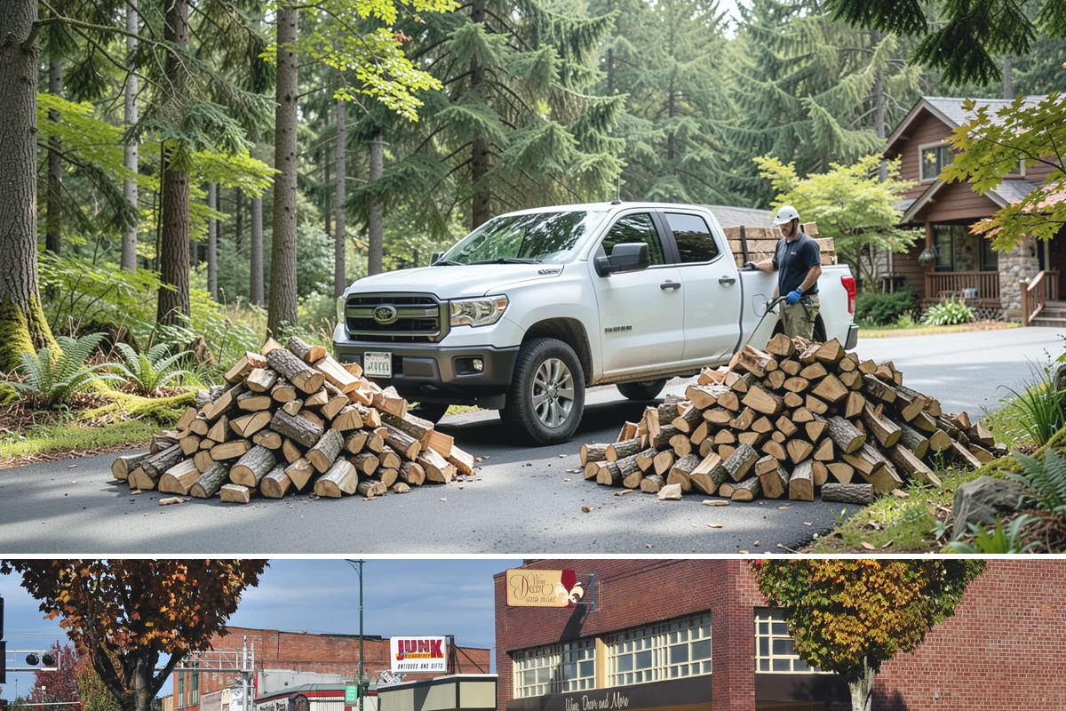 Hydraulic Log Splitting in Puyallup, Pierce County, WA - Available year-round, with strong demand in fall and winter when large storm rounds need breaking down for the season.