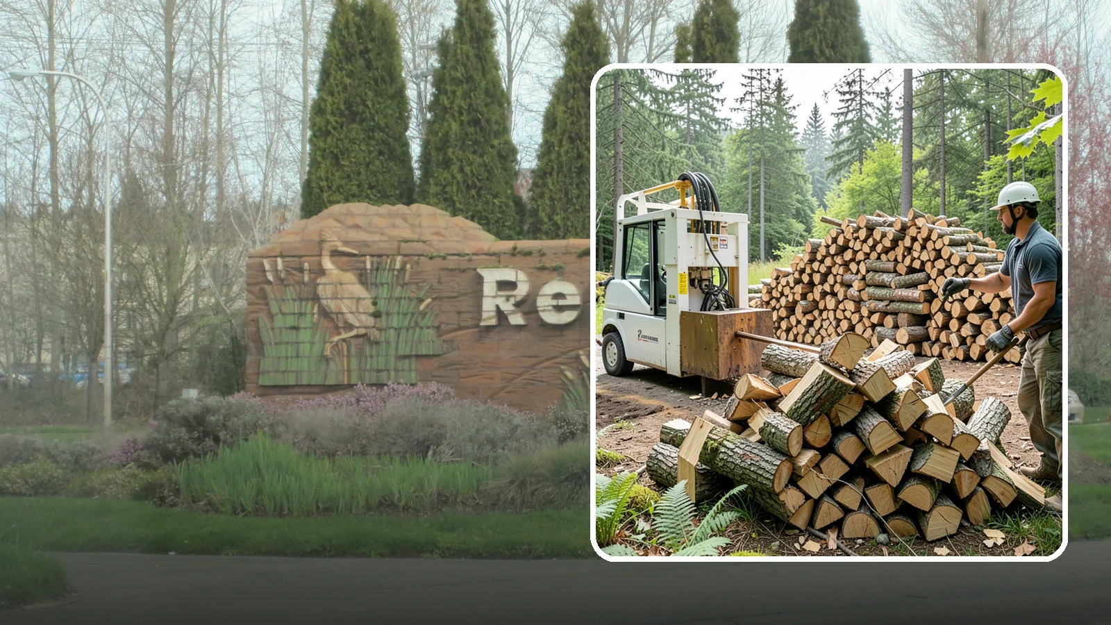 Hydraulic Log Splitting in Renton, King County, WA - We use a hydraulic splitter to power through large, dense, or knotty rounds that resist hand splitting.